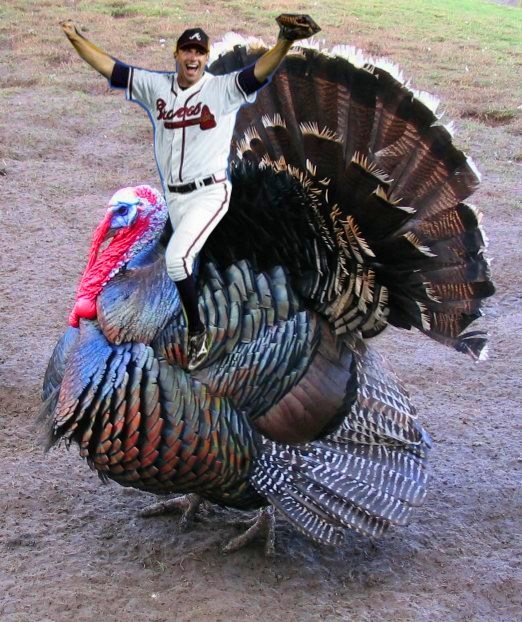 Jeff Francoeur riding a turkey